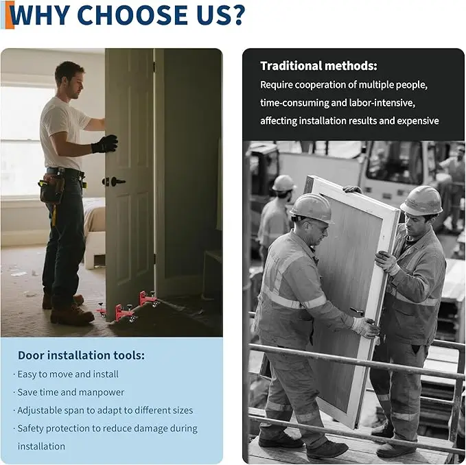 Zestaw do przenoszenia drzwi, 2 sztuki, pasuje do paneli o grubości od 0 do 1-7/8 cala, udźwig 800 funtów, wytrzymały stalowy zestaw do montażu drzwi do zastosowań komercyjnych i domowych.