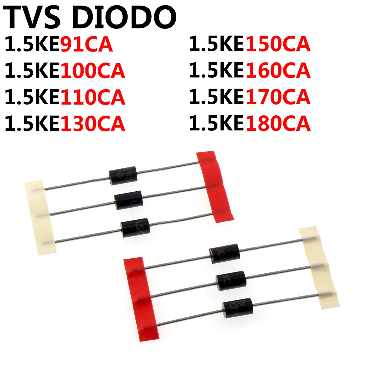 

50pcs 1.5KE91CA 1.5KE100CA 1.5KE110CA 1.5KE120CA 1.5KE130CA TVS DIODE 1.5KE150CA 1.5KE160CA 1.5KE170CA 1.5KE180CA