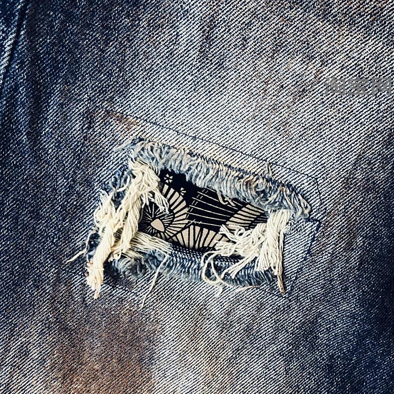 루즈핏 고품질 남성 청바지 스트레이트 레그 캐주얼 봄 가을 트렌디 브랜드 홀 펀칭 더티 코튼 스트레치 데님
