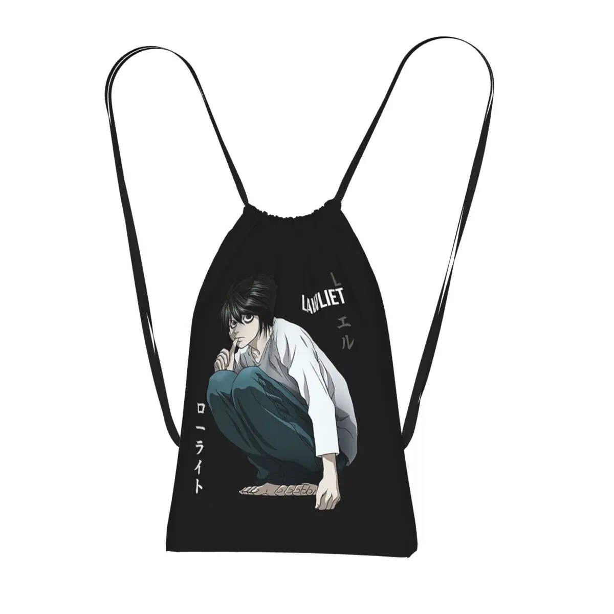 Death Note Lawlet Note Anime Backpacks Portable Drawstring Bags Sports Bag Book Bags for Travel Students