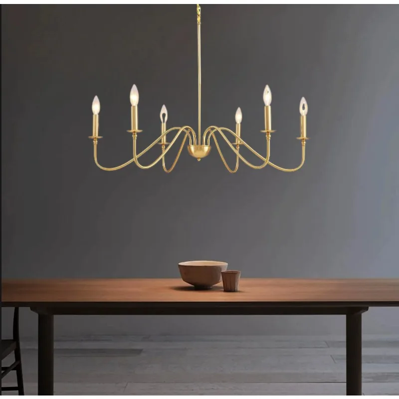 

E14 Vintage American Retro Loft Chandelier Black Gold Household Light For Living Room Dining Room
