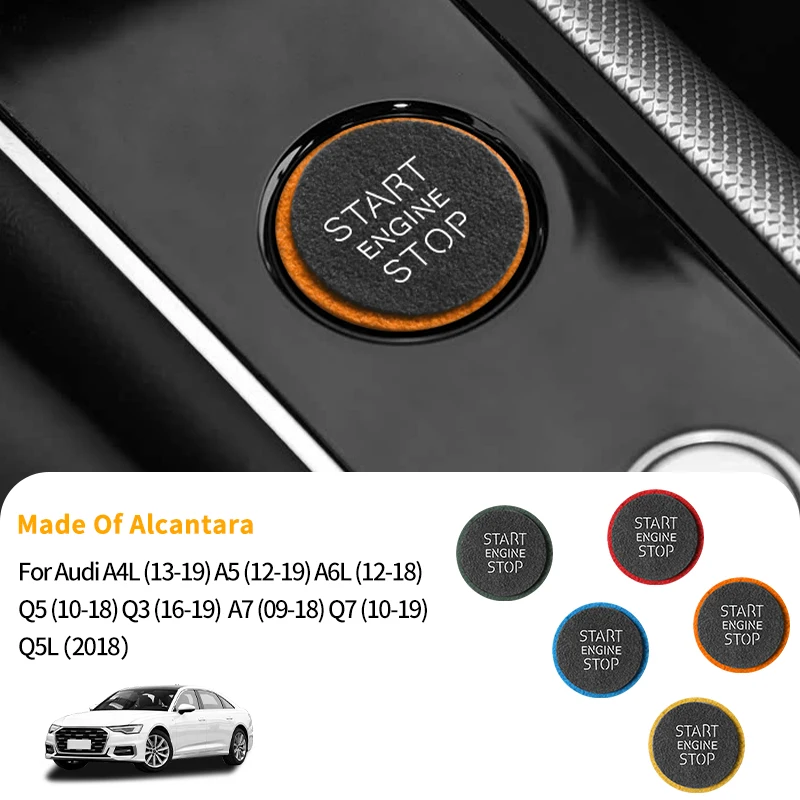 

For Audi A4L A5 A6L Q5 Q3 A7 Q7 Engine Start Button Frame Cover Trim Sticker Decorative Car Interior Accessory Made of Alcantara