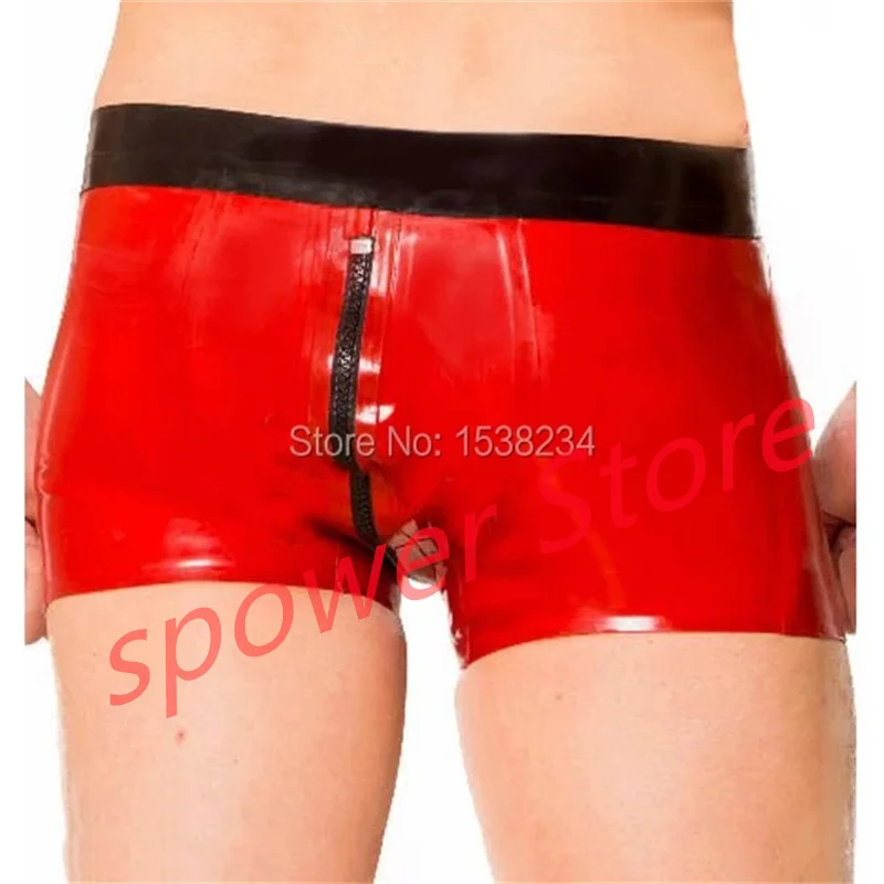 

Latex Panties Boxer Sexy Fetish Rubber Shorts with Zip Lingerie Underwear Handmade Cosplay Costume for Men
