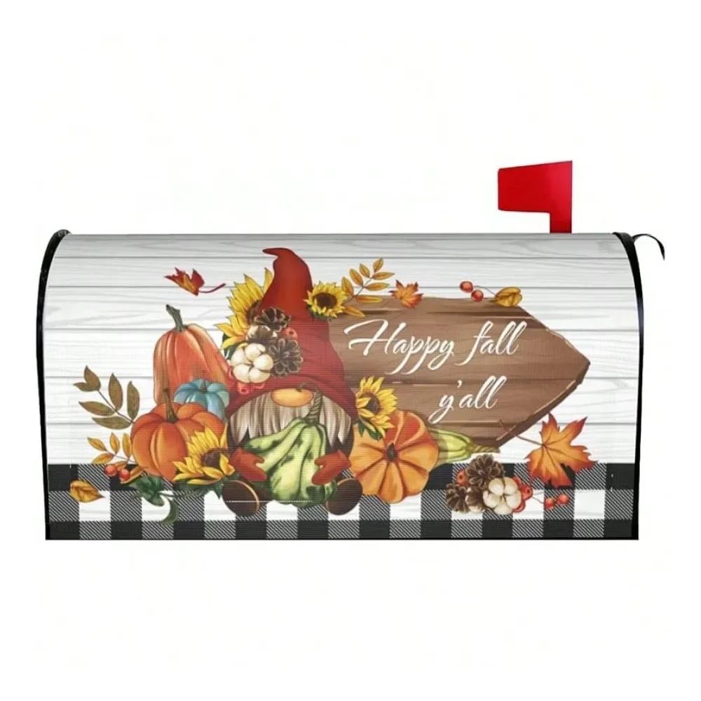 

Mailbox Cover, Gnome Magnetic Waterproof Post Box Cover, 18 X 21, Pumpkin Maple Wrap, Autumn Garden Yard Outdoor Decor, Standar