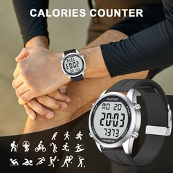 HEARKENT-Montre de dehors Numérique pour Homme, Podomètre, Pas de Bluetooth, Compteur de Calrespiration, Marche, Fitness, Tracker, Montre-Bracelet