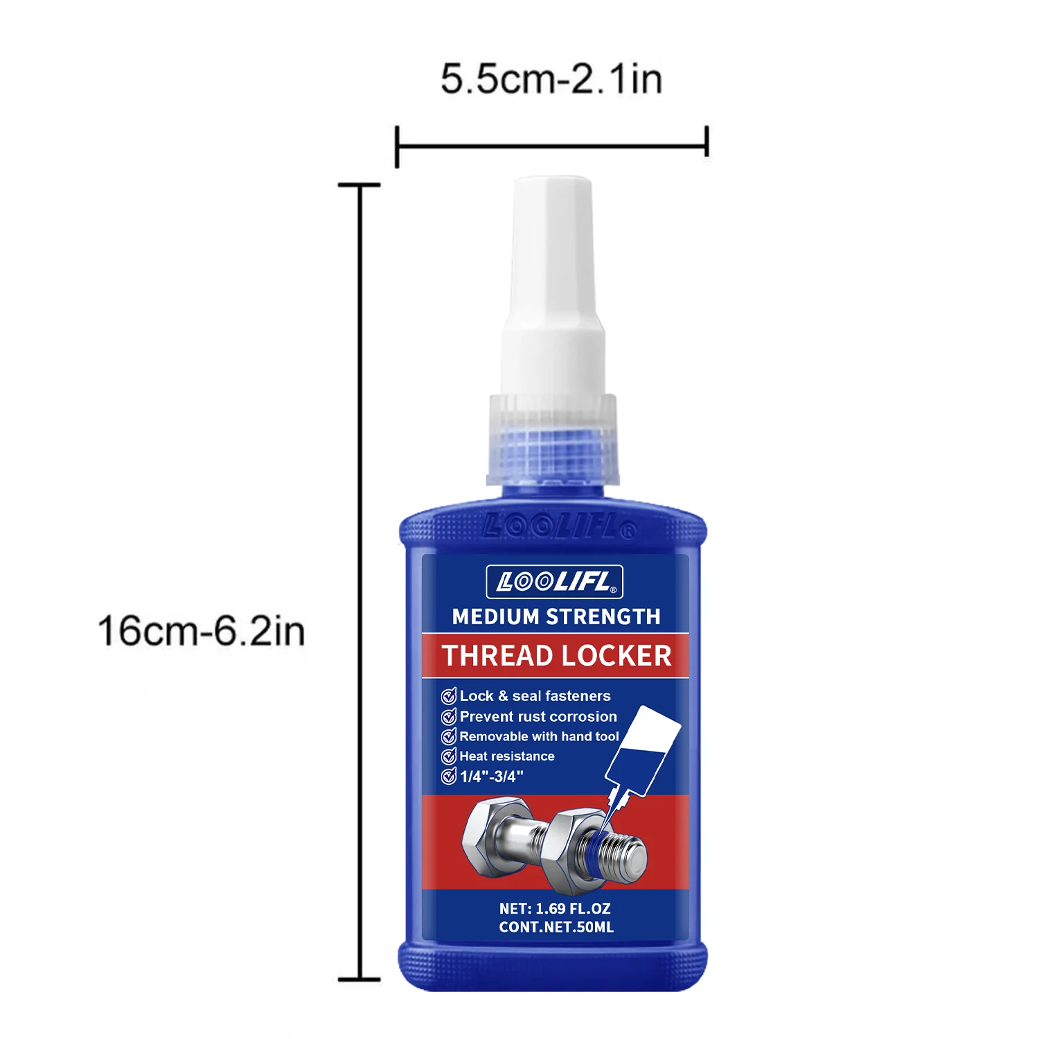 243 لاصق معدني بقفل خيط مناسب للبراغي والصواميل والمثبتات ومسامير متوسطة القوة - يمنع تخفيف وتآكل 50 جرام #2