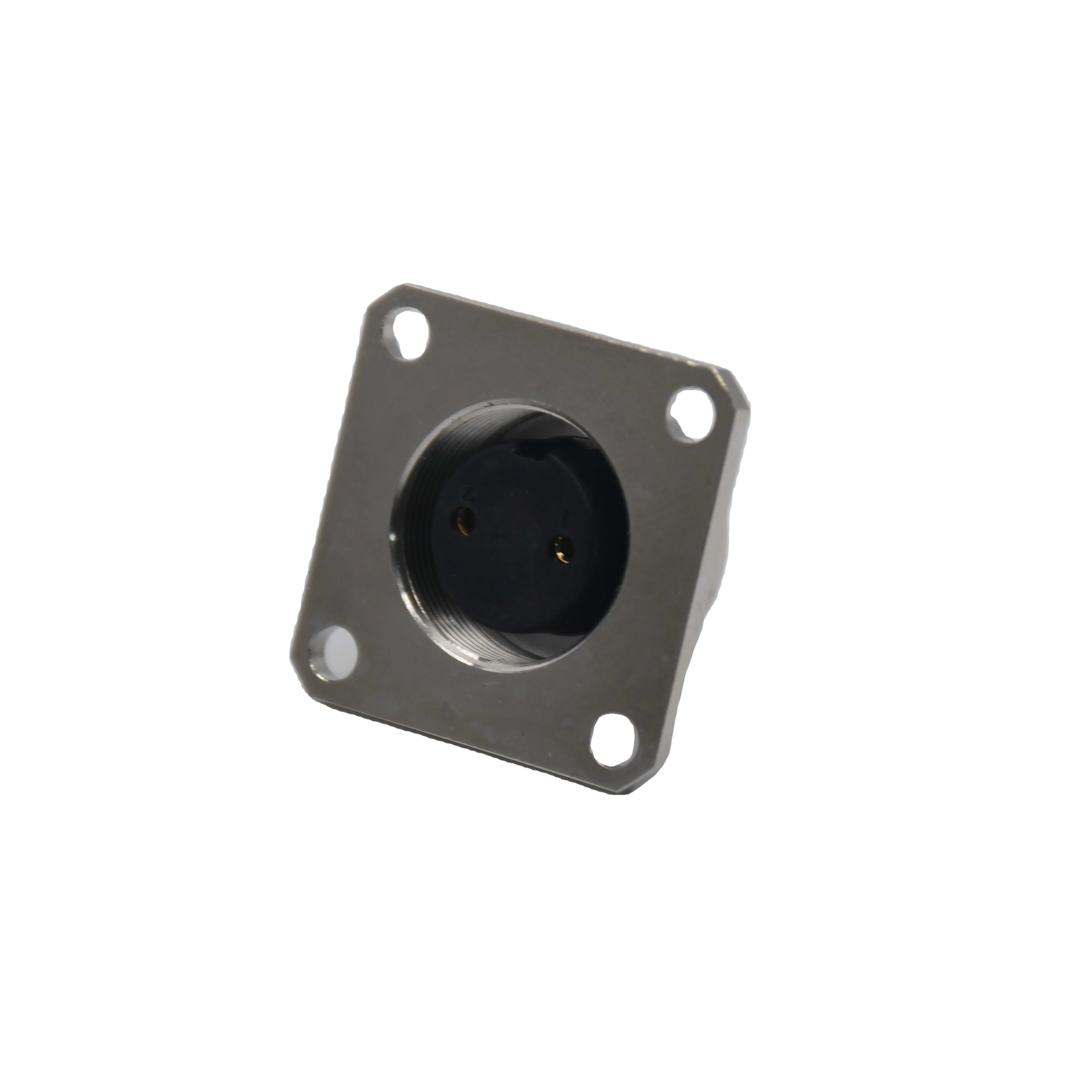 M16 2 Position Aerospace Power IP67 Rated Brass Contact Female 4 Hole Flange Receptacle with Solder Cup