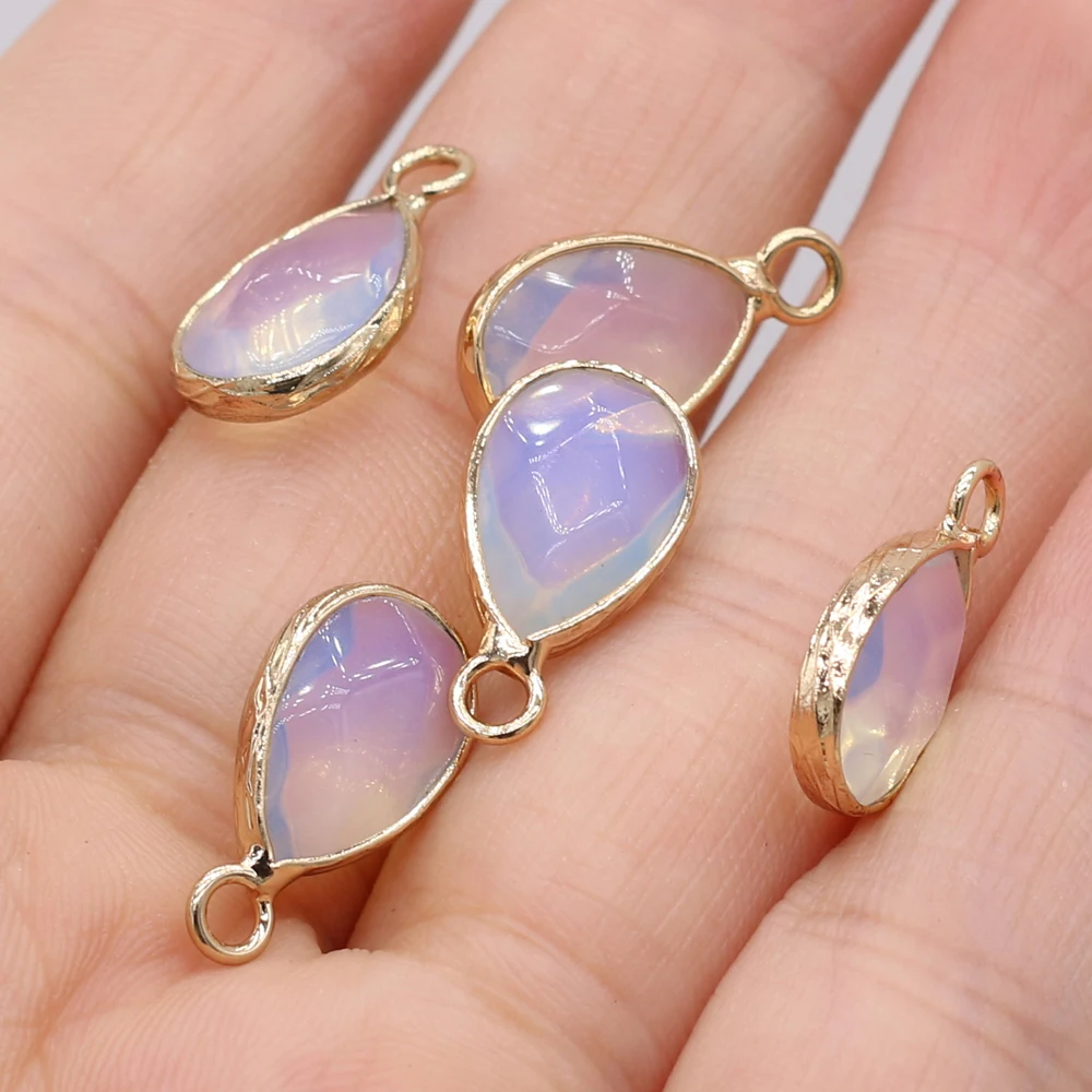 5PCS Natural Stone Water Water Drop Shaped Gilt Edge for DIY Necklace Bracelet Jewelry Making Beautiful Fashionable 10x18mm