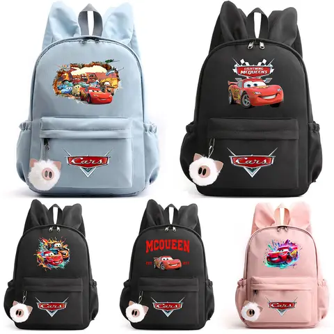 Pixar Cars Lightning McQueen Backpack Girl Boy Teenager Children Rucksack Casual School Bag Travel Rabbit Ears Backpacks Mochila
