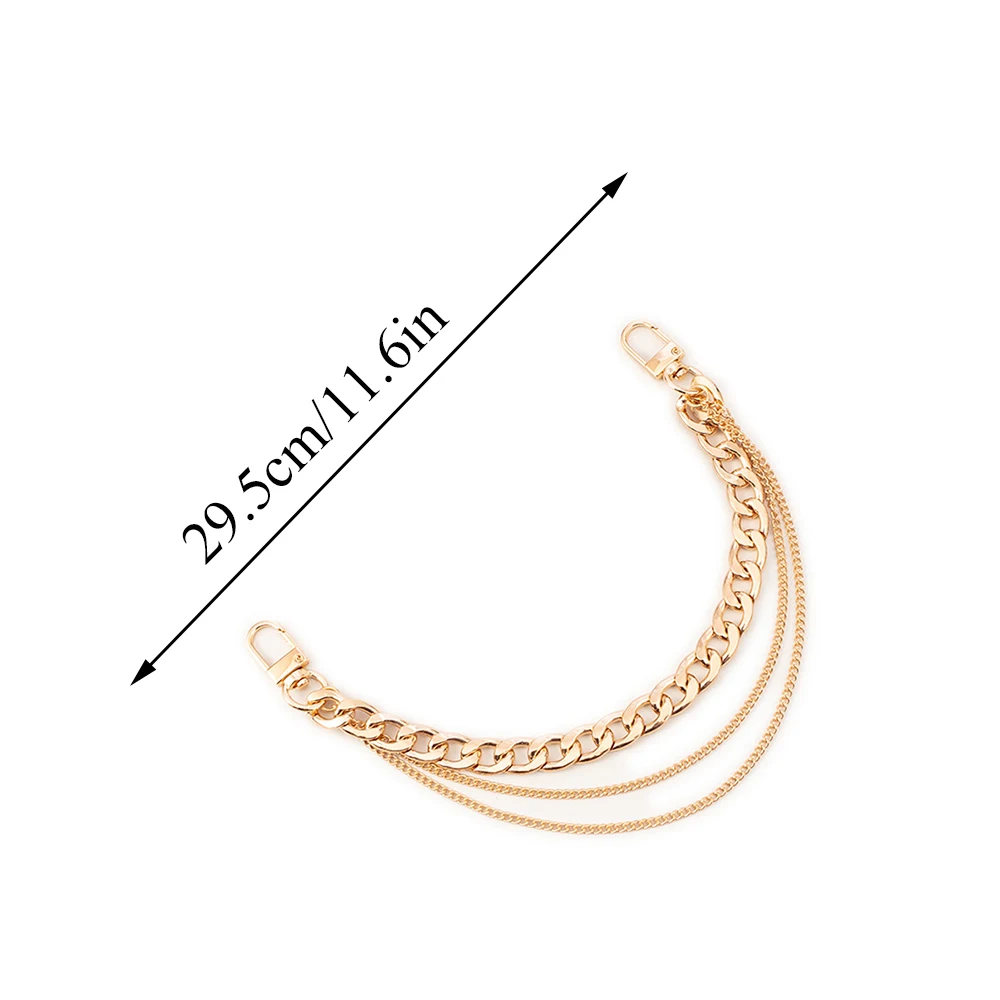 Fashion Women Double Chain Short Wrist Strap Mobile Phone Lanyard Key Chain Women DIY Bag Ornaments Purse Handbag Chain Bag Part