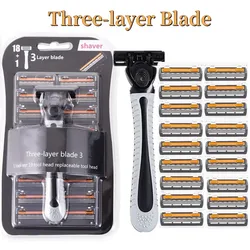 Shaver Brand New Design Men Razor Shaving Three Layer Shaver Reusable Razor Imported Blade Multi Tool Head Replace