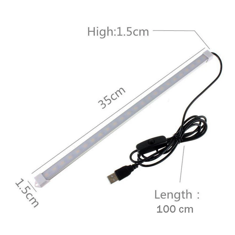 DC5V USB LED Bar Light SMD5630 with Switch LED Strip Light 7/15/24/28/36 LEDs Rigid Strip Night Market Light 10/20/35/40/50CM