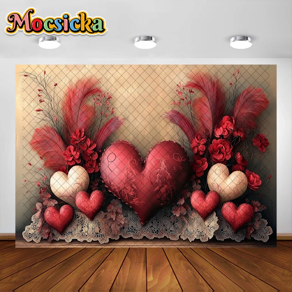 Fondo de fotografía del Día de San Valentín forma de corazón rosas rojas decoración telón de fondo pareja Baby Shower retrato accesorios de estudio Banner