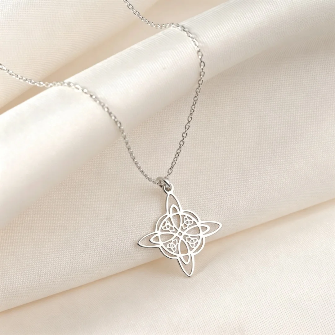 Stainless Steel Wicca Witchcraft Witch Knot Necklace Choker Necklaces Vintage Amulet Supernatural Jewelry Gift for Women