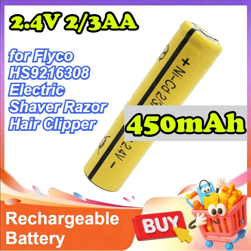 2Pcs 2.4V 2/3AA 450…