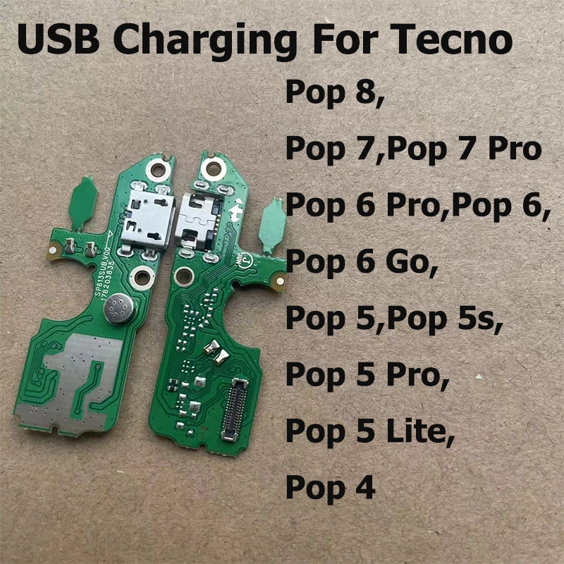 New For Tecno Pop 8 7 6 5 4 5s Pro Go Lite USB Charging Port Dock Connector Board Flex Cable Repair Parts