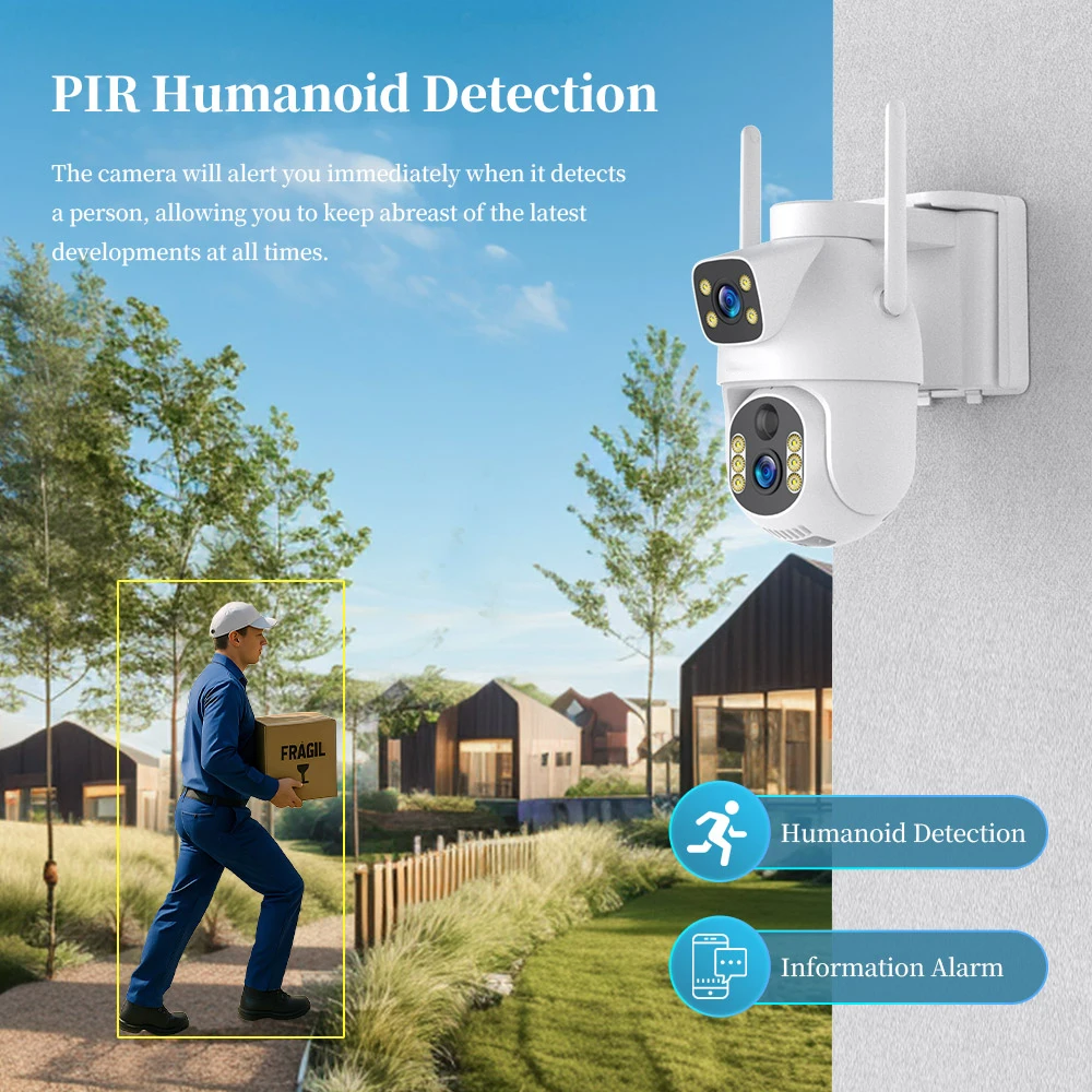 Ubox Camera 4G LTE Solar Camera 4K 8MP Dual Screens Outdoor Surveillance Cameras PIR Human Detection Auto Tracking Night Vision