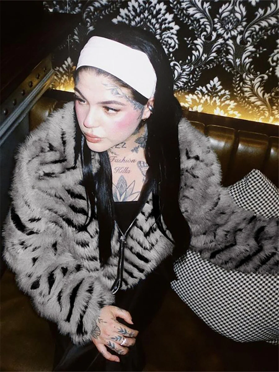 

Weird Puss Faionable Zipper Plu Jaet Women's Retro Sle Versatile Cool Sweet ort Top Warm Polyester Nylon Fabric