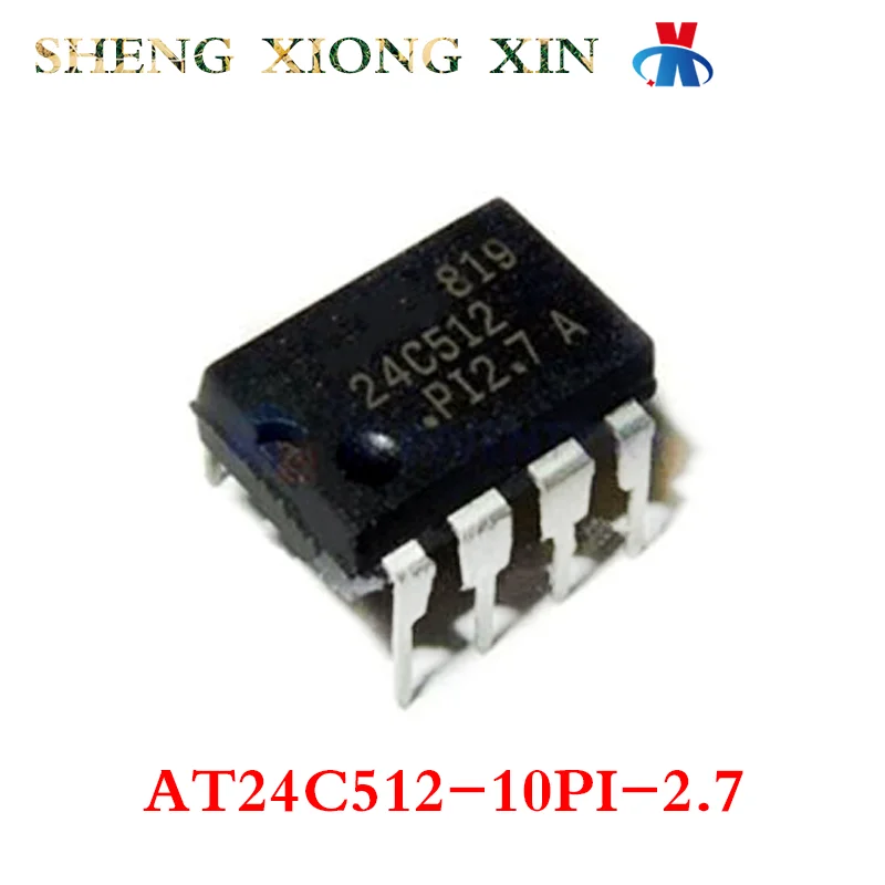 5pcs/Lot 100% New AT24C512-10PI-2.7 DIP-8 Memory Chip 24C512 AT24C512 Integrated Circuit