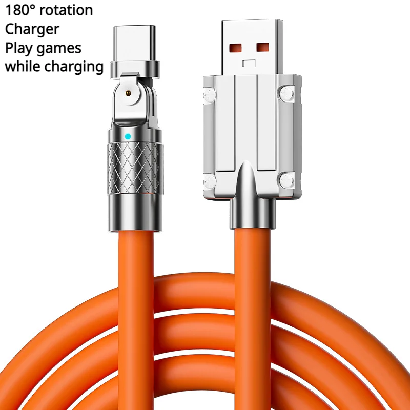 180-degree swivel elbow fast charging data cable game mobile game charging cable liquid zinc alloy chassis geek line wholesale