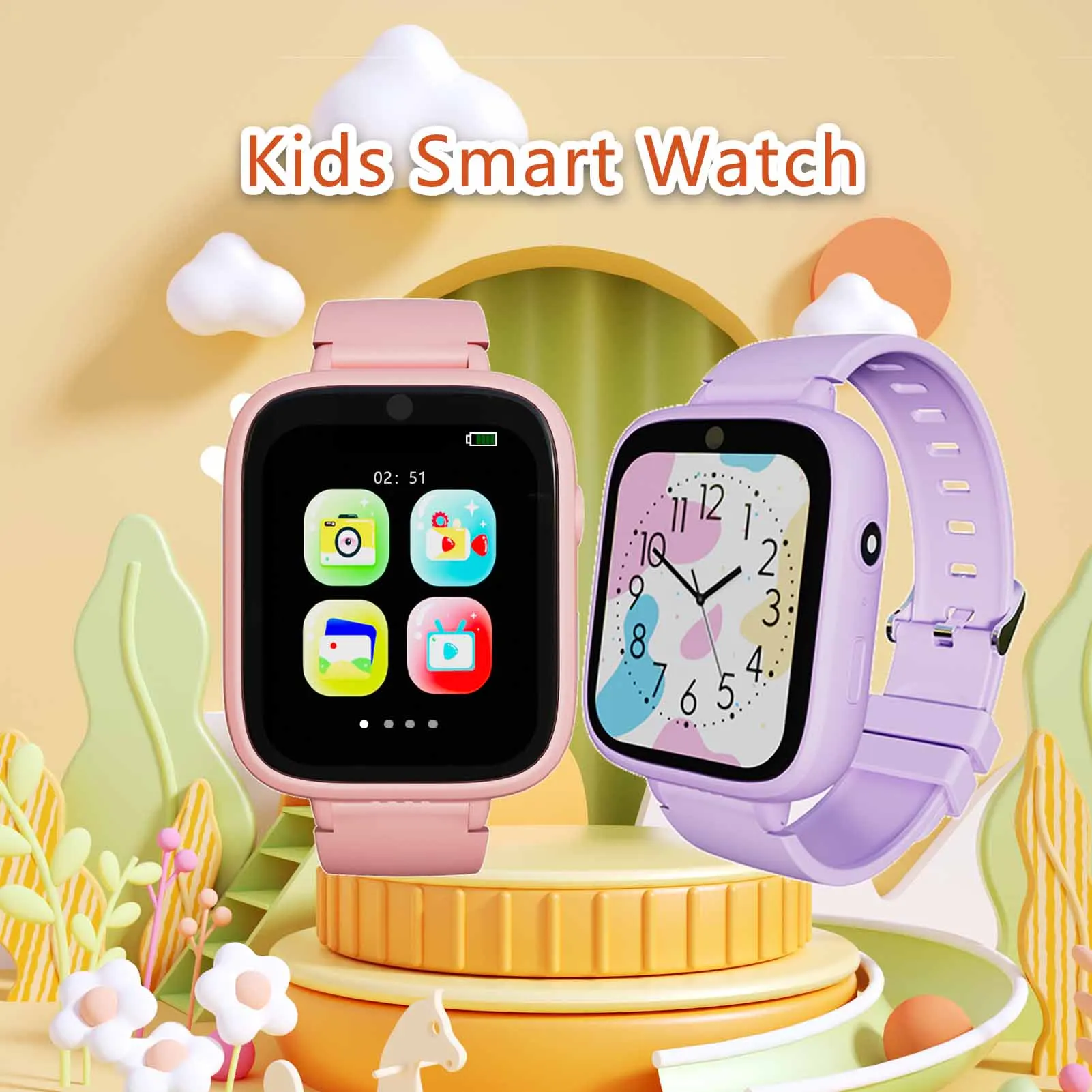 Montre intelligente pour enfants, avec 5 jeux, écran tactile, caméra de calendrier, lecteur de musique, affichage de l'heure, jouets d'enregistrement vidéo et Audio