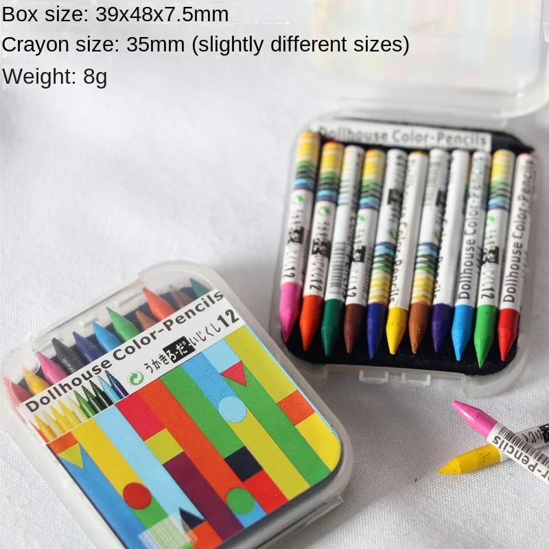 1set Mini Crayons Box 12 Colors Crayon Dollhouse Miniature Creative Scene Model Dollhouse Accessories Home Decor Figurines Toys