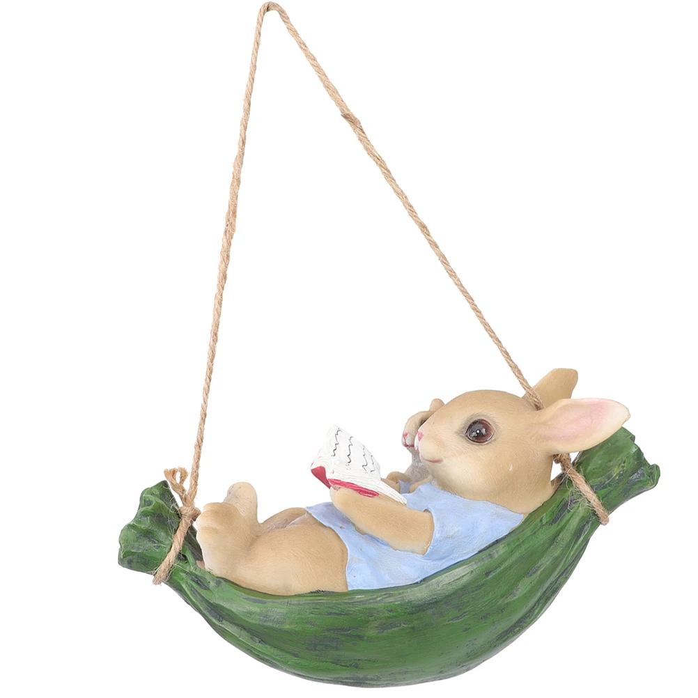 

Resin Swing Rabbit Statue Figurine Crafts Animal Bunny Decor Tree Garden Outdoor L Hanging Rabbit AdornmentGarden Resin