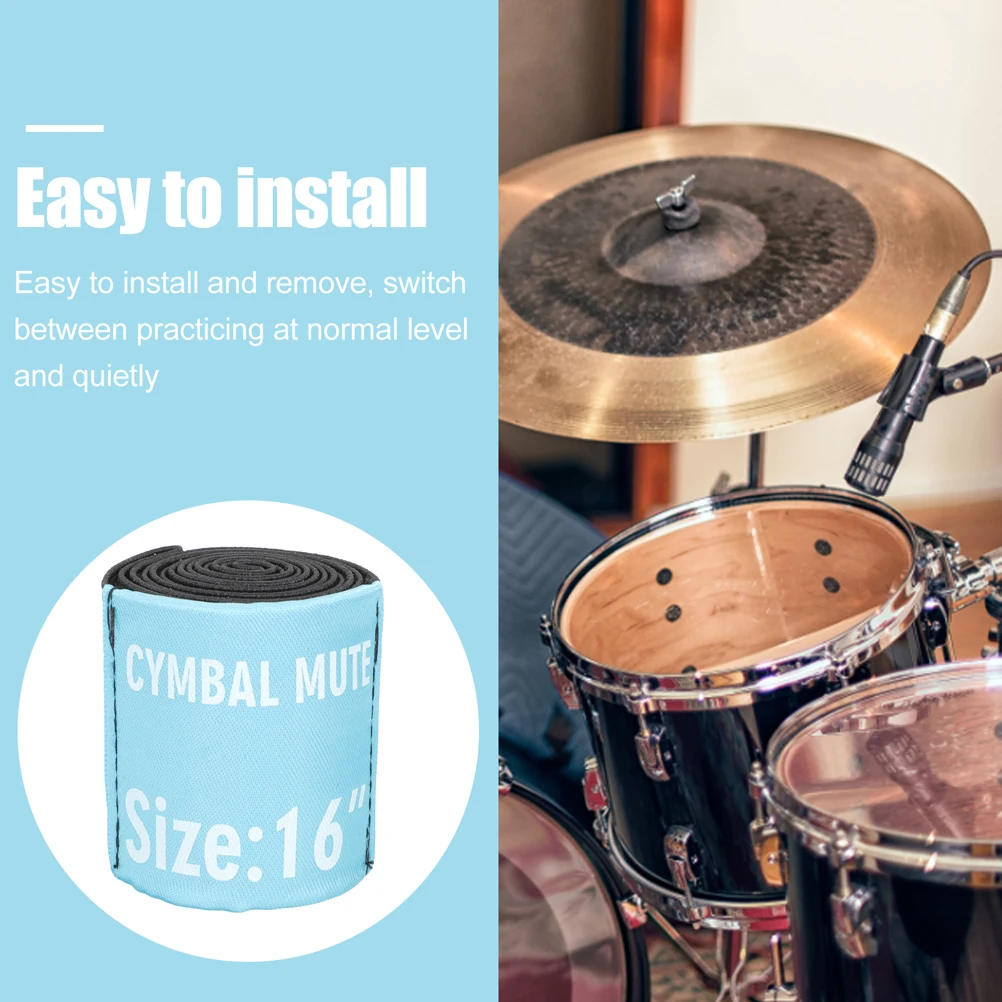 

3pcs Mute Resistant Durable Drum Foldable Elastic Quiet Practice Belt 14 16 18 Inch Cymbal Drum Accessories