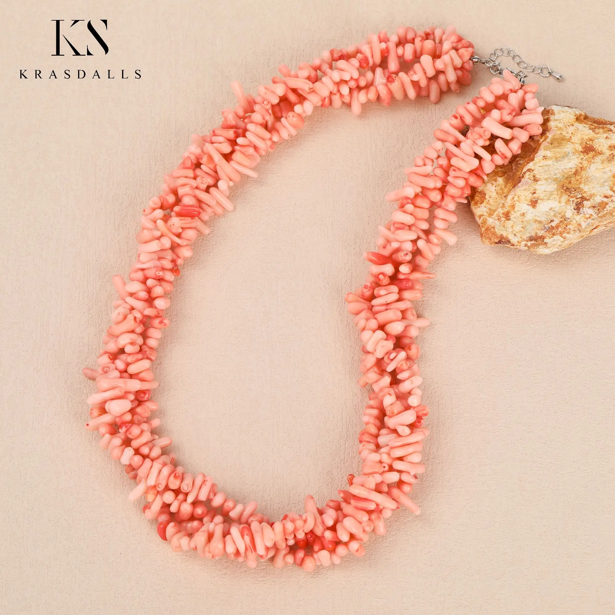 

Natural Pink Coral Tree-Branch Necklace Multi Layer Chokers Tribal Chief Jewelry Top Quality Gift