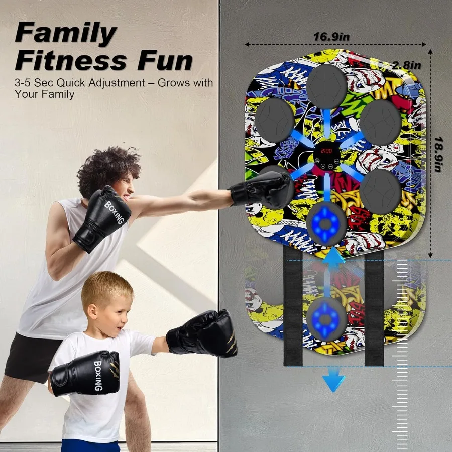 Wall Mounted Music Boxing Machine for Adults and Bluetooth Smart Boxing Trainer with Electronic Target for Home Gym Interactive