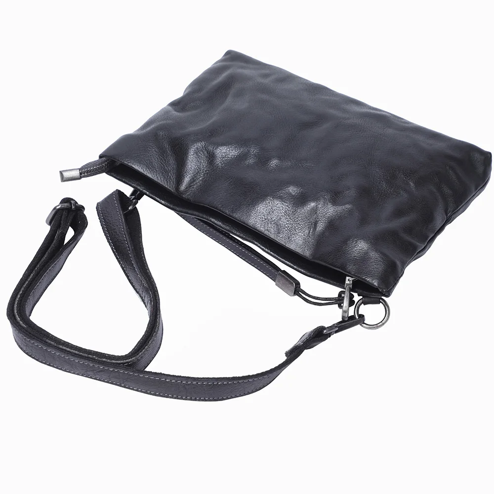 Echte Leder-Umhängetasche für Herren, Clutch-Tasche, modische Brusttasche aus Rindsleder, pflanzlich gegerbtes Leder, handgefärbt – Detail 25