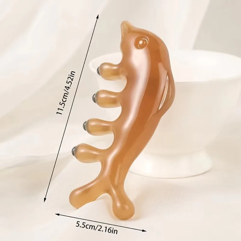 مشط تدليك ميريديان على شكل دولفين، مشط تدليك الرأس ذو أسنان واسعة ومضاد للكهرباء الساكنة، متعدد الوظائف يساعد على الدورة الدموية #6