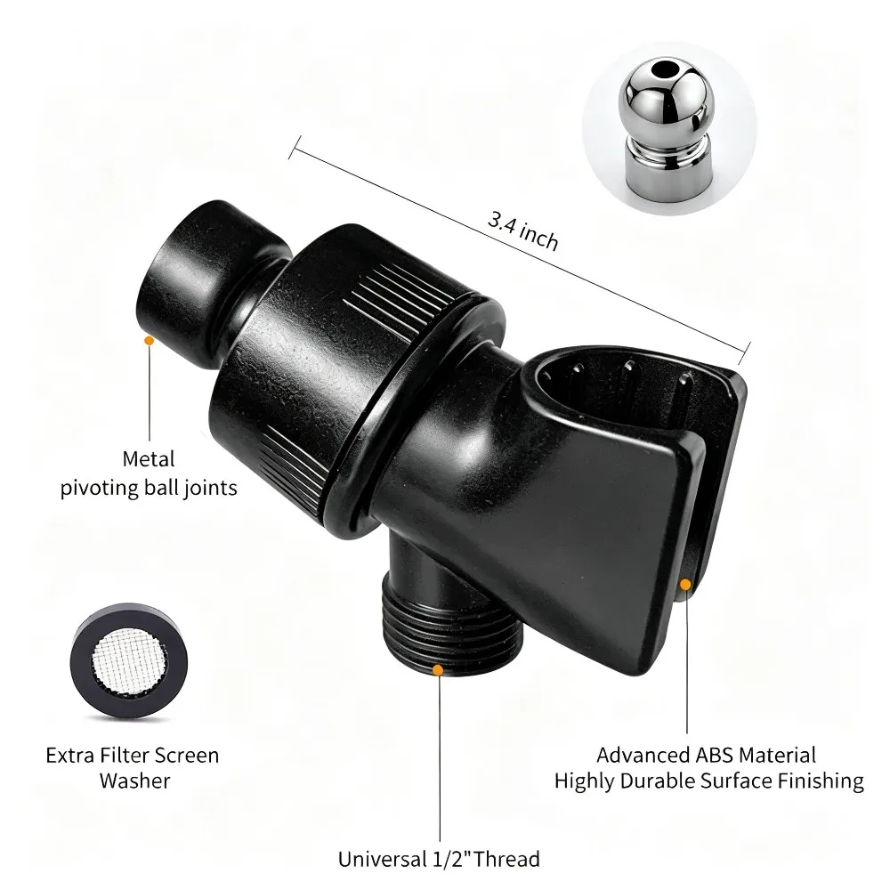 1 Pc Handheld Shower Head Holder Design Rotating Ball Universal Size Splitter Bathroom Shower Arm Connector