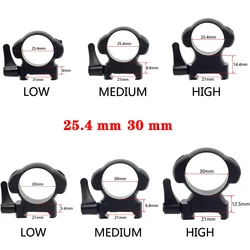 Quick Release Low Medium High Profile 2Pcs /Pack Steel Scope Rings For 20mm Picatinny Rail 25.4mm 30mm Hunting Rifle Accessories