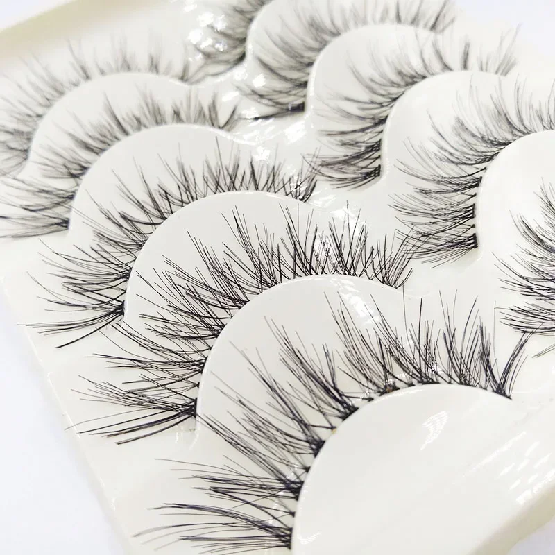 5 Par/Zestaw Sztucznych Rzęs 3D z Imitacji Norki Naturalny Efekt Krzyżowane Sztuczne Rzęsy Narzędzie do Makijażu Oczu