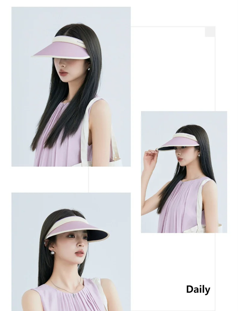 Color Blocking Ice Silk Hairband Hollow Top Hat Korean Fashion Shading Sunscreen Hat Student Sun Hat Outdoor Mountain Climbing