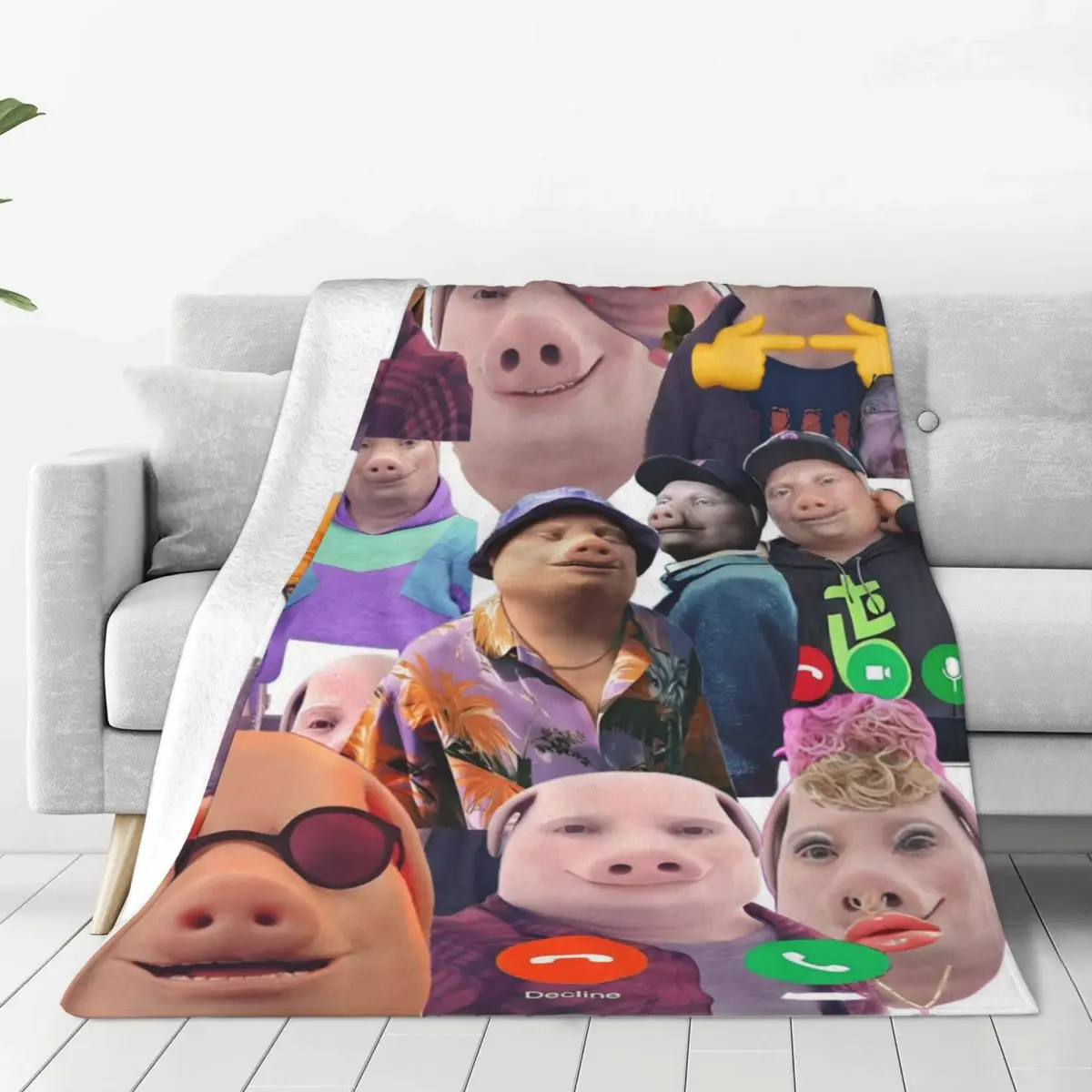 Custom Ultra-Soft Fleece John Pork Is Calling Throw Blanket Warm Flannel Funny Pig Blankets for Bed Travel Sofa Quilt