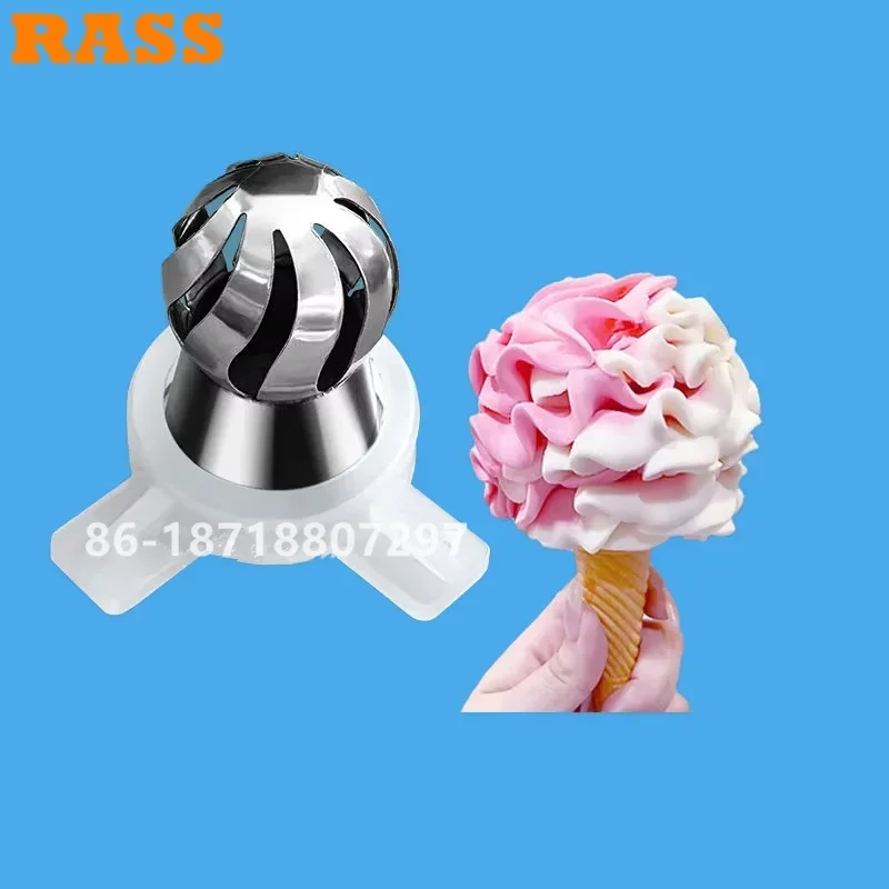 3 Types Mould Nozzle Parts Stainless Steel Magical Flowers Lids Fittings Soft Ice Cream Machines Accessories Inner Diameter 29m