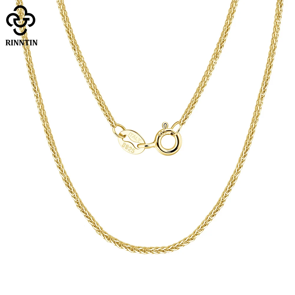 Rinntin 14K Gold 925 Sterling Silver Italian Chopin Chain Necklace for Women Fashion Handmade Basic Neck Chain Jewelry SC53