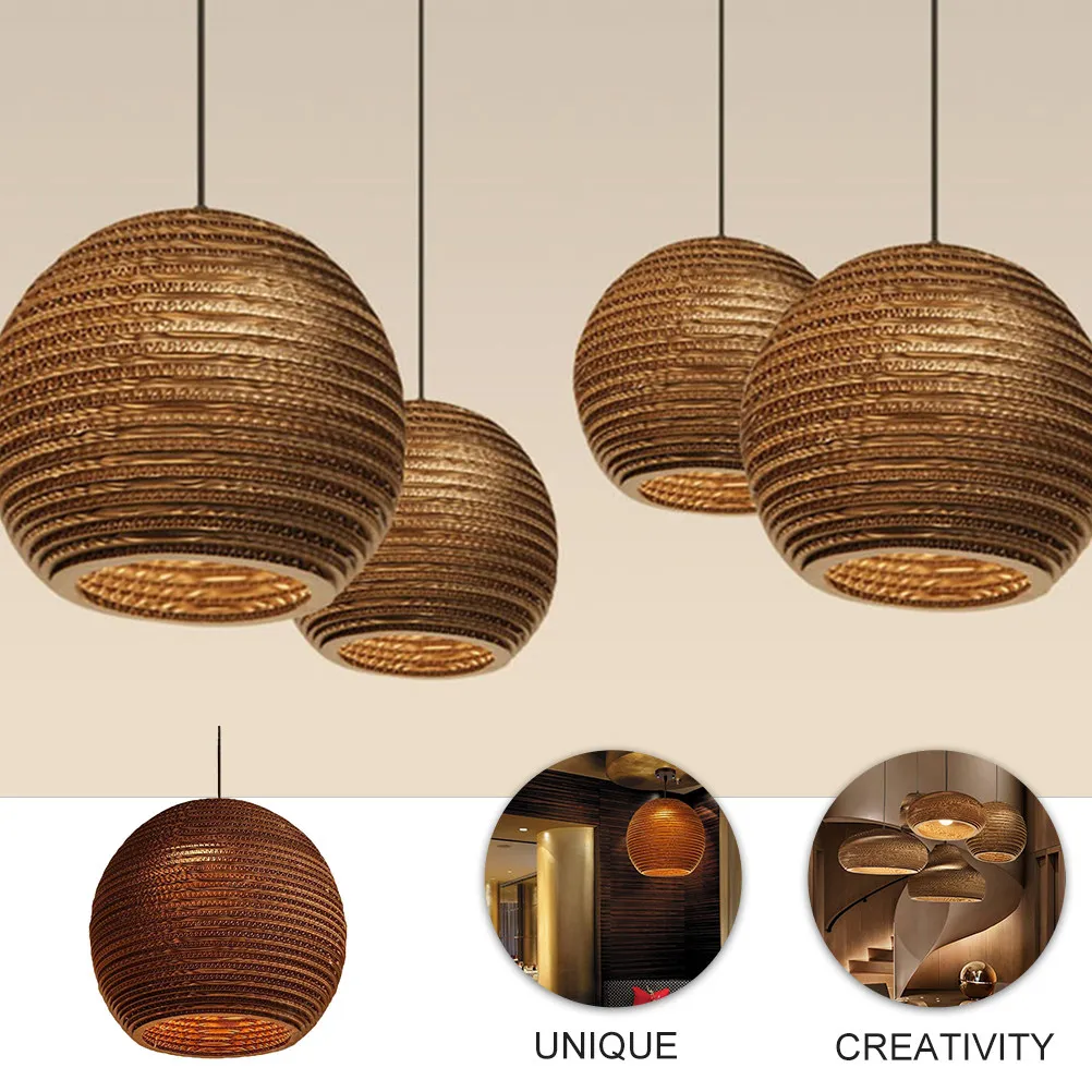

Paper Lantern Honeycomb Shaped Pendant Light Southeast Asian Style Natural Rattan Chandelier Decorative Hanging Lamp for Hall