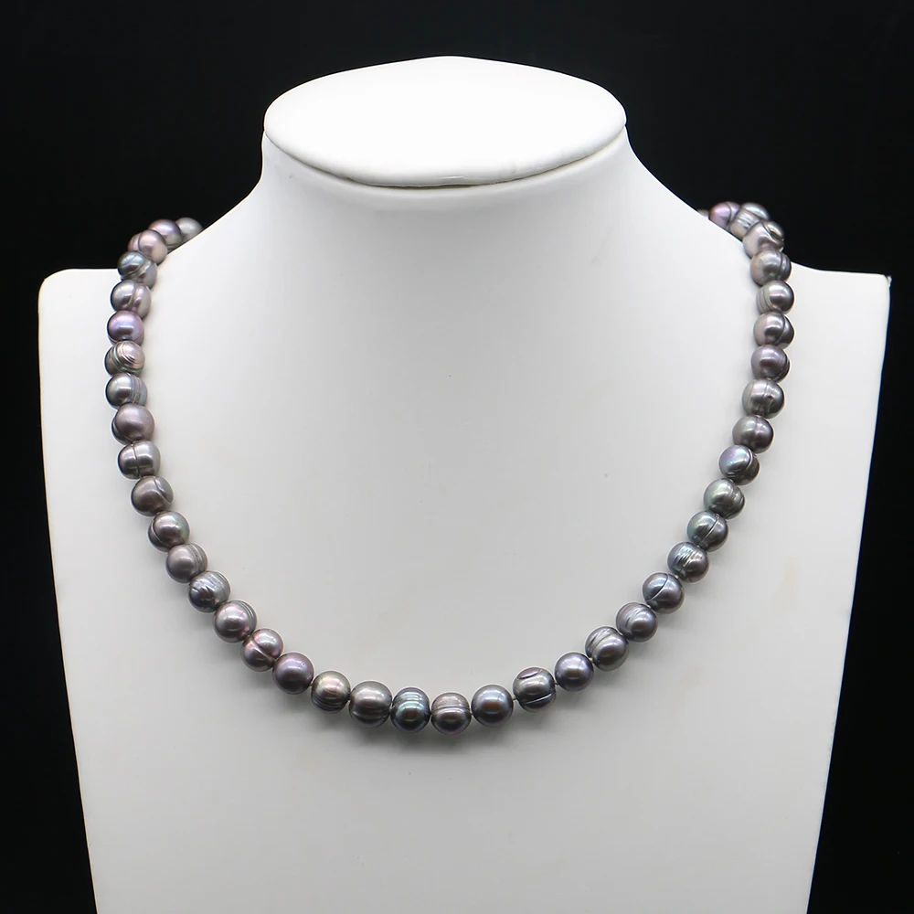 

7-8mm Natural Baroque Pearl Necklace Irregular Round Freshwater Screw Pearl Straight Hole Beaded Jewelry Gift Giving 1 Strand