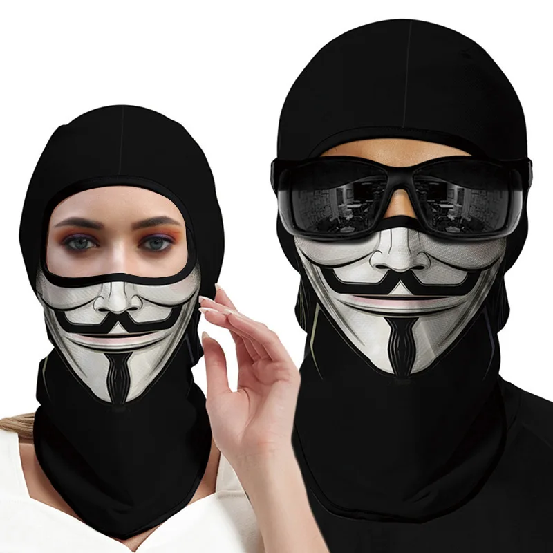 Halloween Masks 3D Printed Balaclava Men Women Cycling Skull Full Face Mask Hiking Camping Hunting Cap Neck Head Face Warm Cover