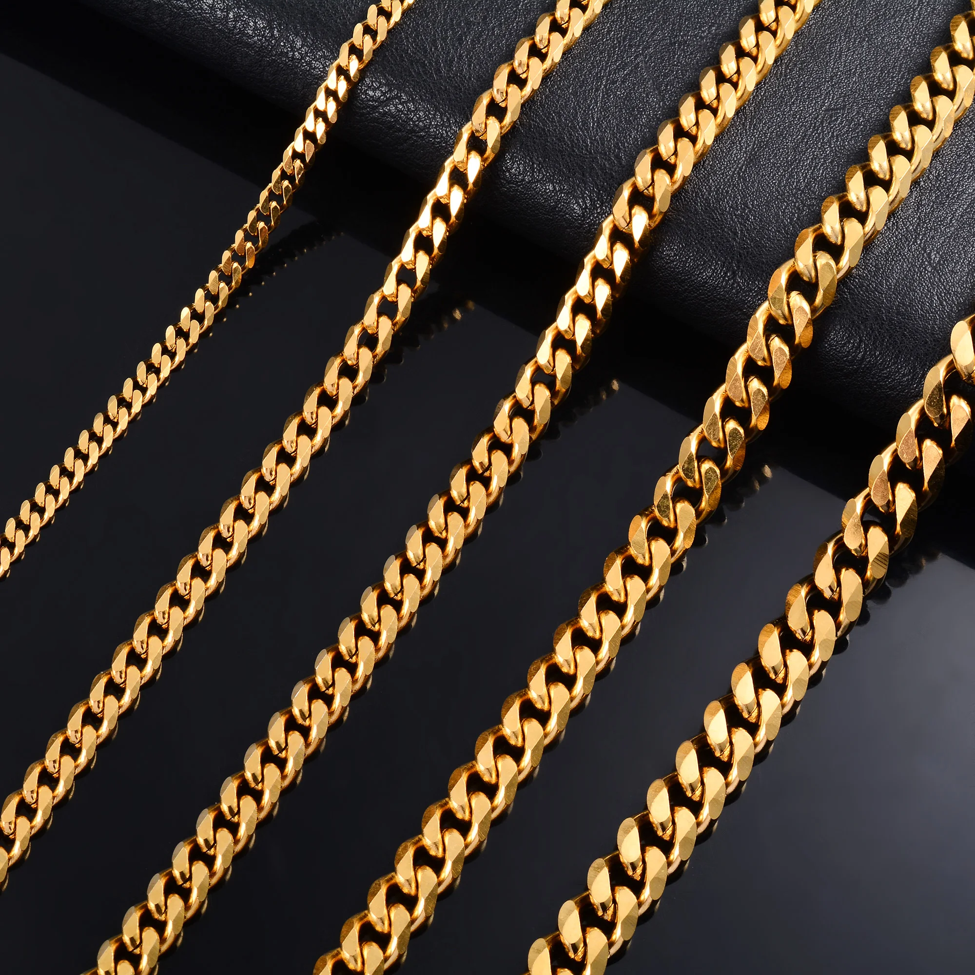 Stainless Steel Link Cuban Chain for Men Gold Color Plated Chunky Long Necklace Women Rock Punk Boy Choker Jewelry Accessories