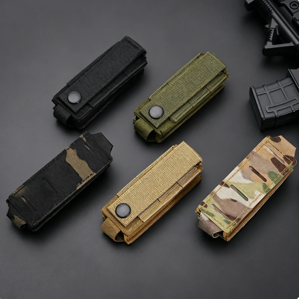 

Tactical 9mm Mag Pouch Single Elastic Molle Top Open Pouch for M1911 Magzines Flashlight Holster 3568