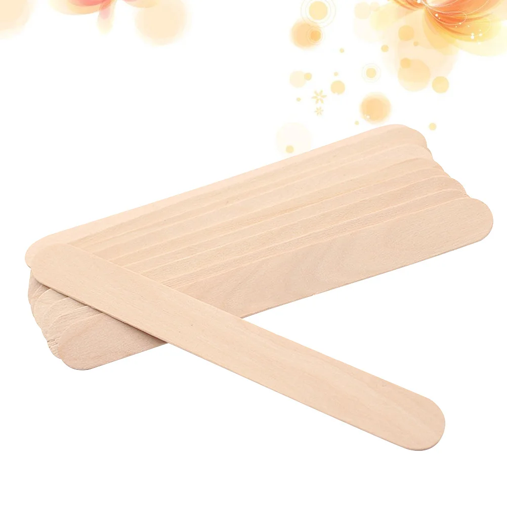 

100pcs Depilatory Wax Applicator Wooden Scraper For Beauty Care Tongue Depressor Unhairing Tool Light Yellow