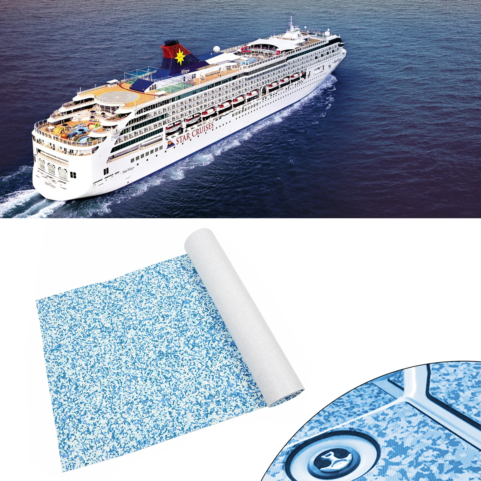 

EVA Foam Marine Boat Flooring Decking Teak Pad, Blue White Camouflage, Anti-slip Carpet Mat for Yacht