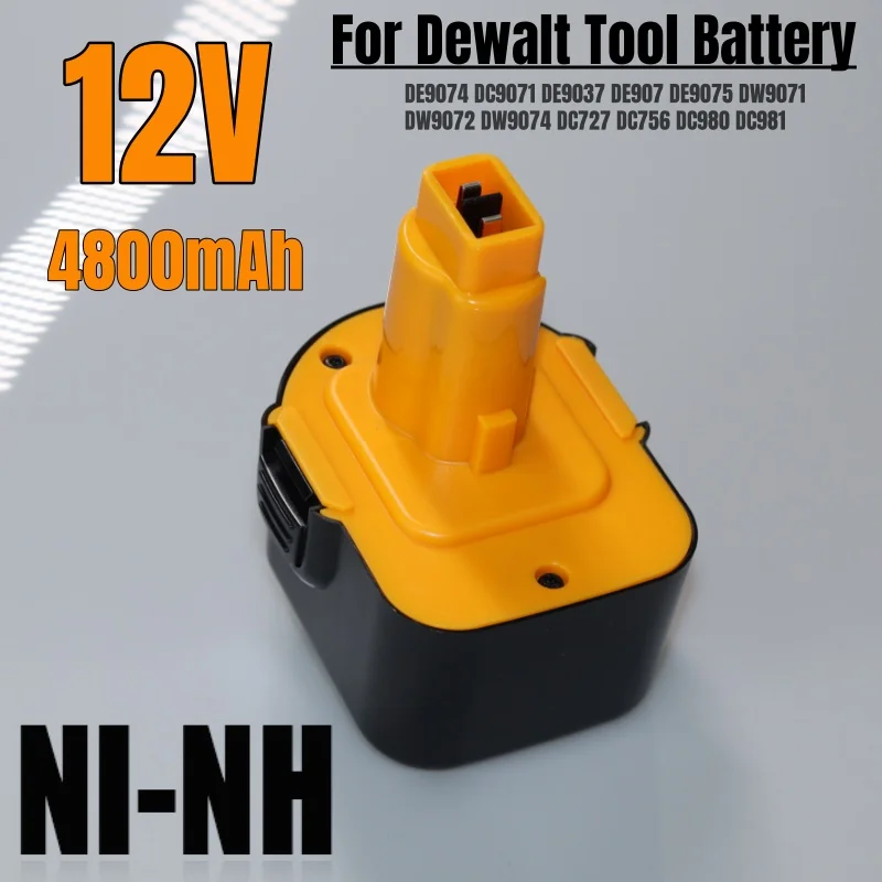 12V For Dewalt NI-MH Power Tool Battery 4800mAh DW9072 DW9071 DC9071 DE9037 DE9071 DE9072 DE9074 DE9075 152250-27