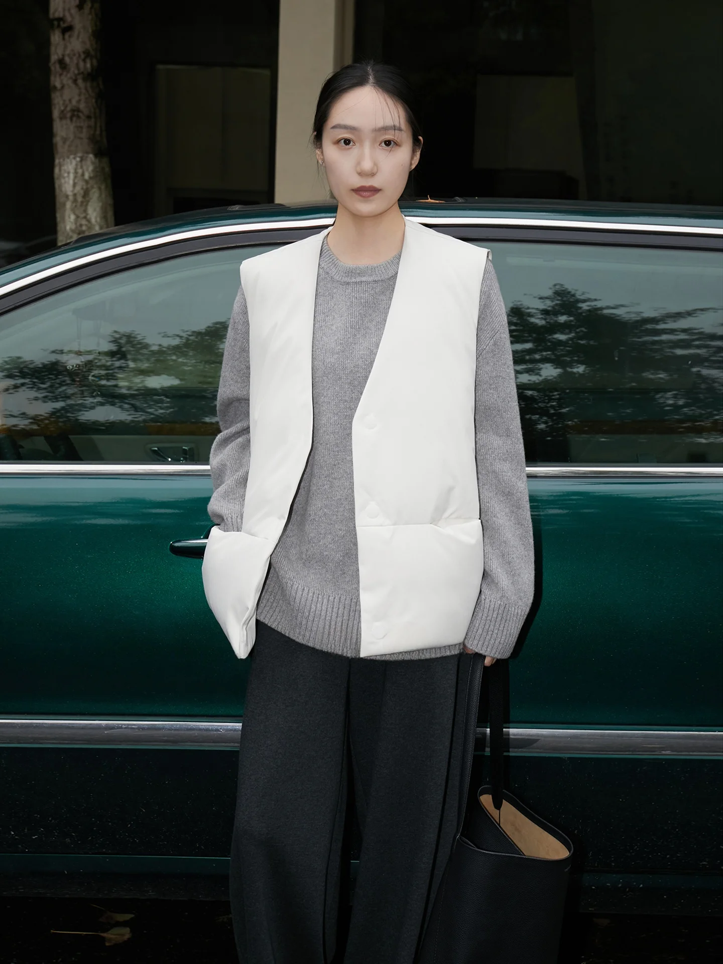 

Seei женский легкий теплый 90 белый жилет на пуху Jaet V-Ne многослойная верхняя одежда для поездок на работу Sle средней длины чистый цвет