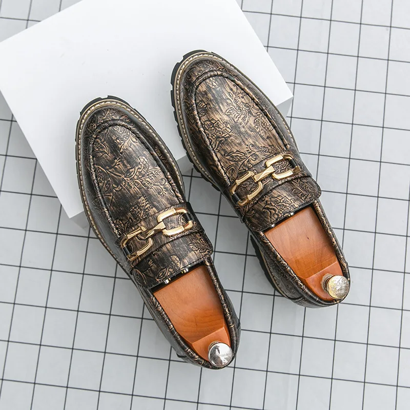 Retro Elegant Mens Leather Shoes 2025 Designer Print Formal Shoes for Man Oxford Shoes Wedding Dress Shoe Men chaussures homme