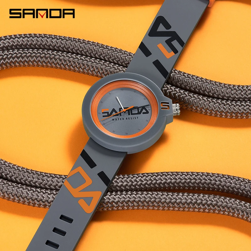 SANDA Brand Quartz Watch Sport Outdoor Watches For Men Original Japan Movement Clock s Simple Dial Silicone Bracelet Waterproof